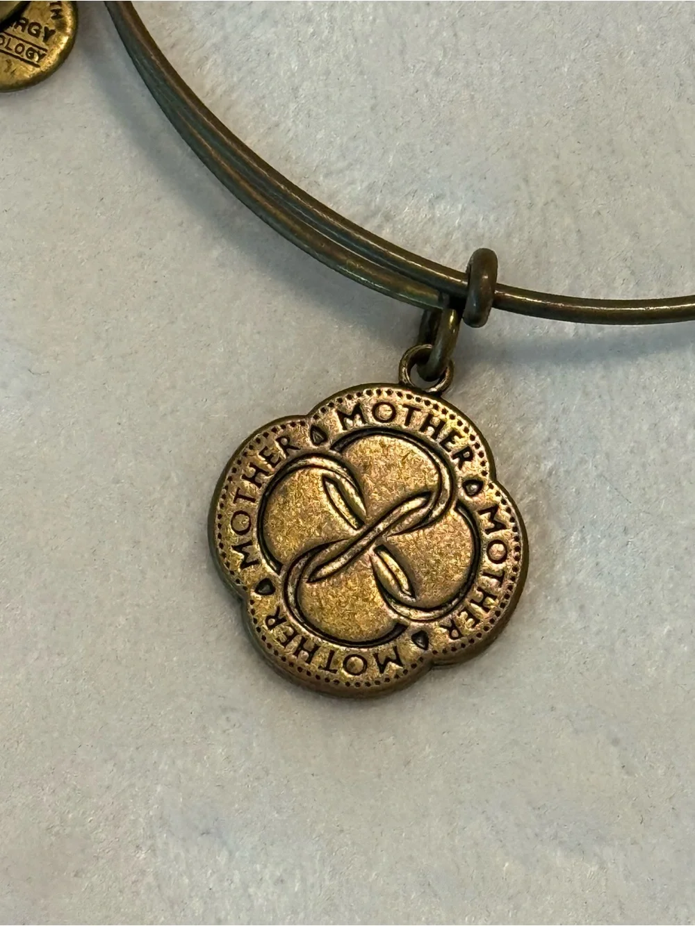 Alex and Ani Antique Gold Mother Infinity Love Clover Charm Bracelet